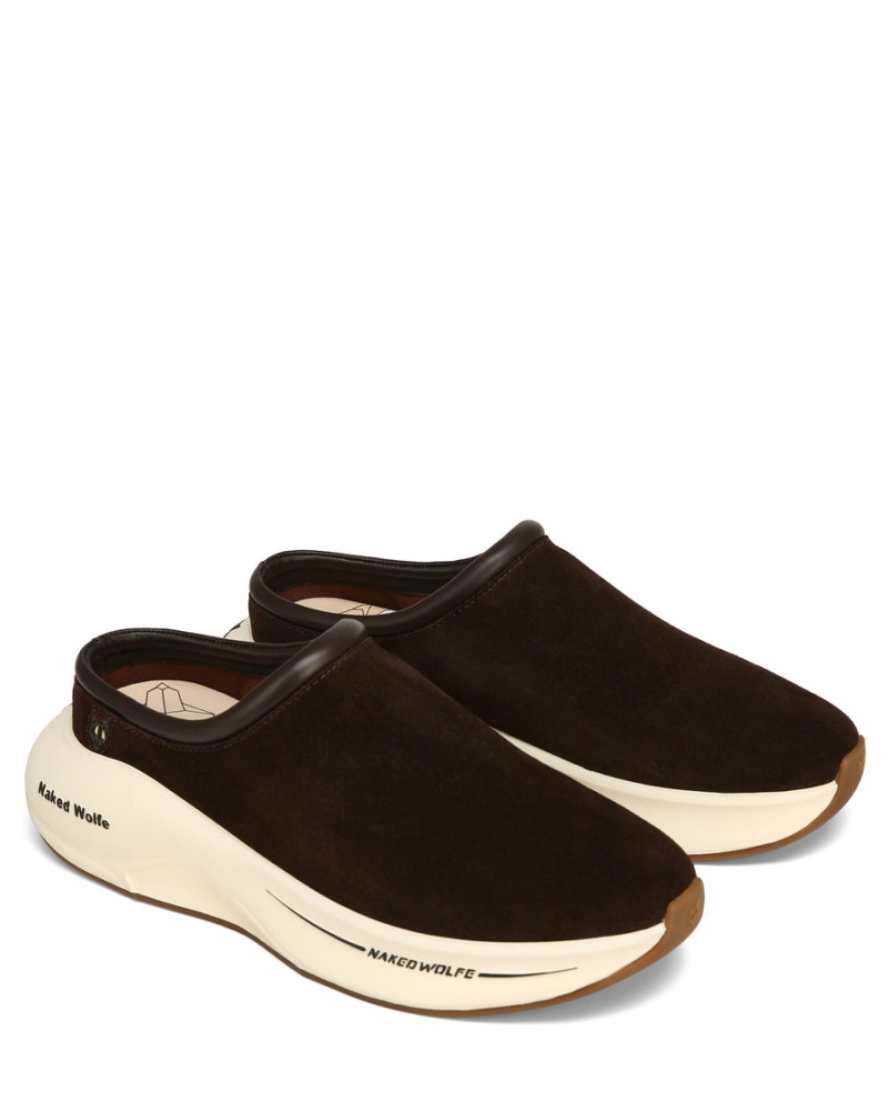 Brown Naked Wolfe Dawn Suede Combo Men's Slippers | AOB5034ON