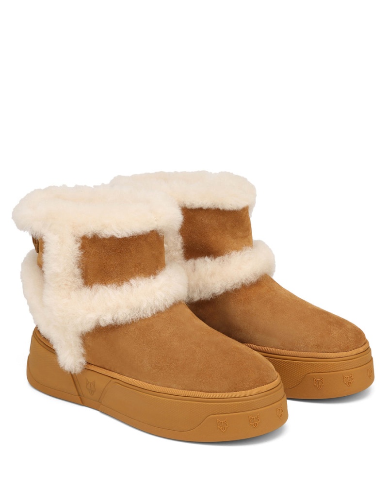 Brown Naked Wolfe K-01 Shearling Men's Boots | AMA9489UI