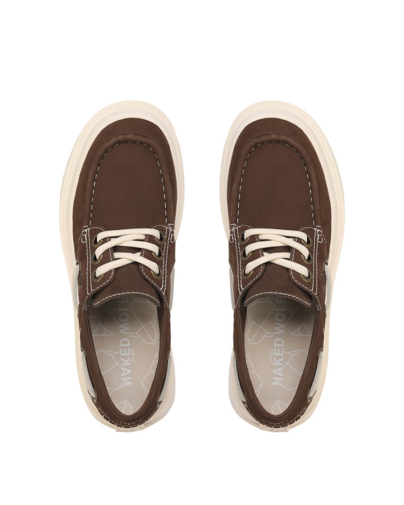 Brown White Naked Wolfe Dock Men's Loafers | BJP2842IO