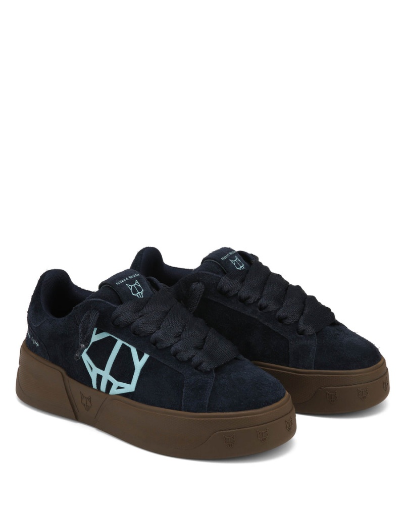 Dark Blue Naked Wolfe Kray Hairy Cow Suede Men's Sneakers | VBN8432HE