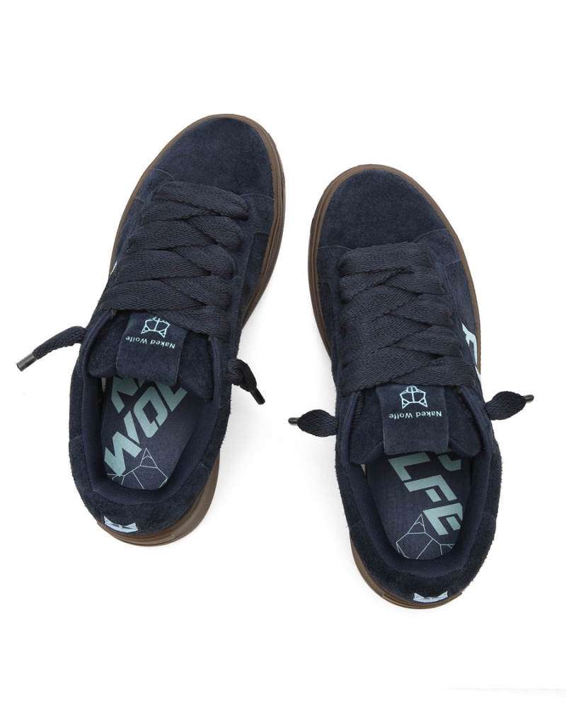 Dark Blue Naked Wolfe Kray Hairy Cow Suede Men's Sneakers | VBN8432HE