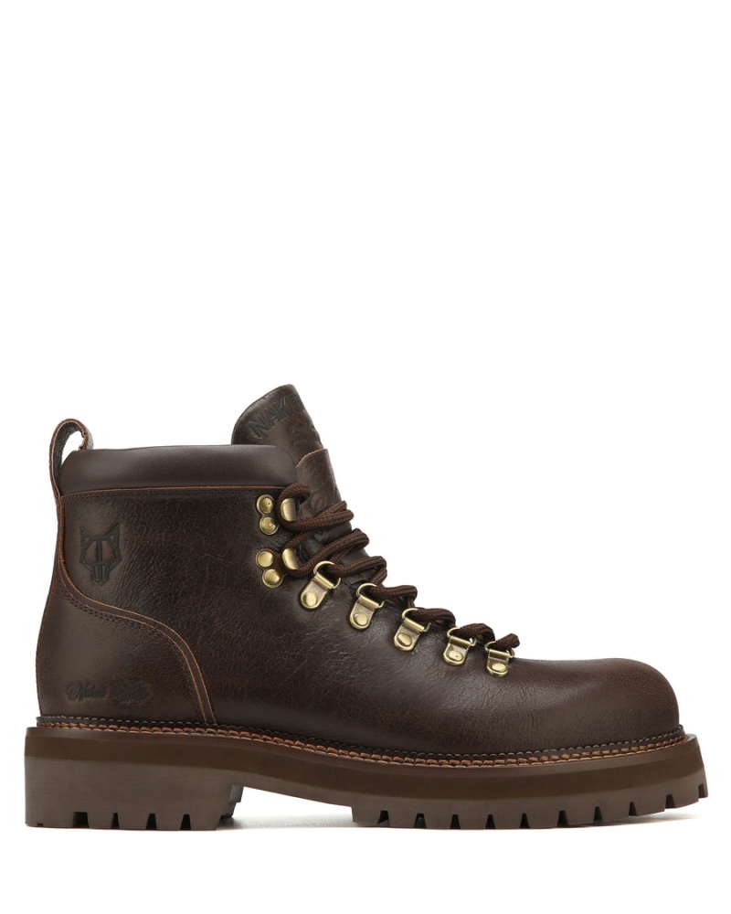 Dark Brown Naked Wolfe Bear Leather Men's Boots | DVF4532SJ