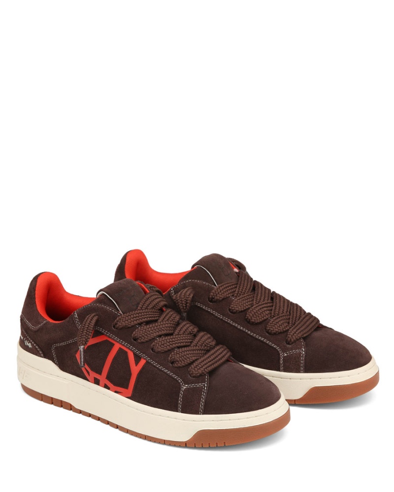 Dark Brown Naked Wolfe Chrome Suede Men's Sneakers | EDQ812UT