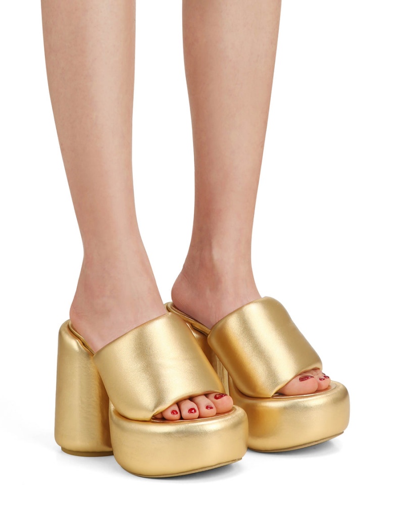 Gold Naked Wolfe Wow Women's Heels Sandals | MUU9295PI