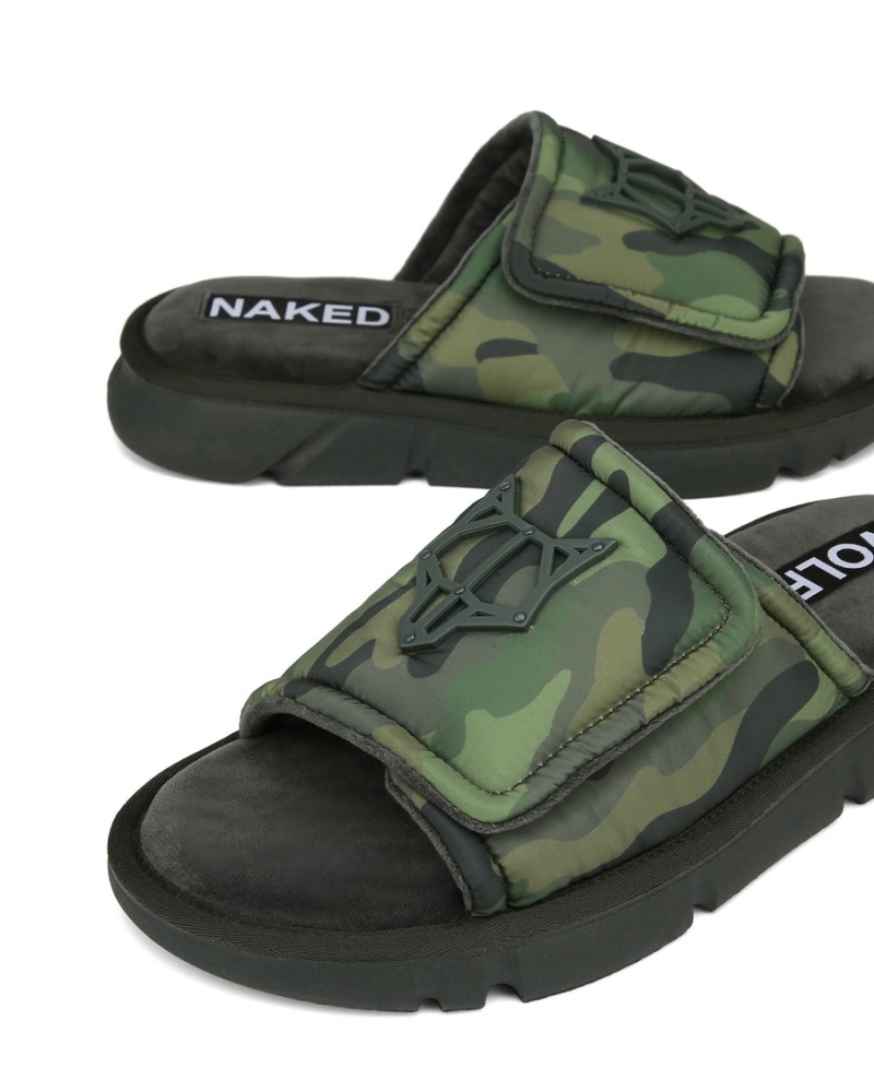 Green Black Naked Wolfe Alaska Men's Slides | ZEF2921JO