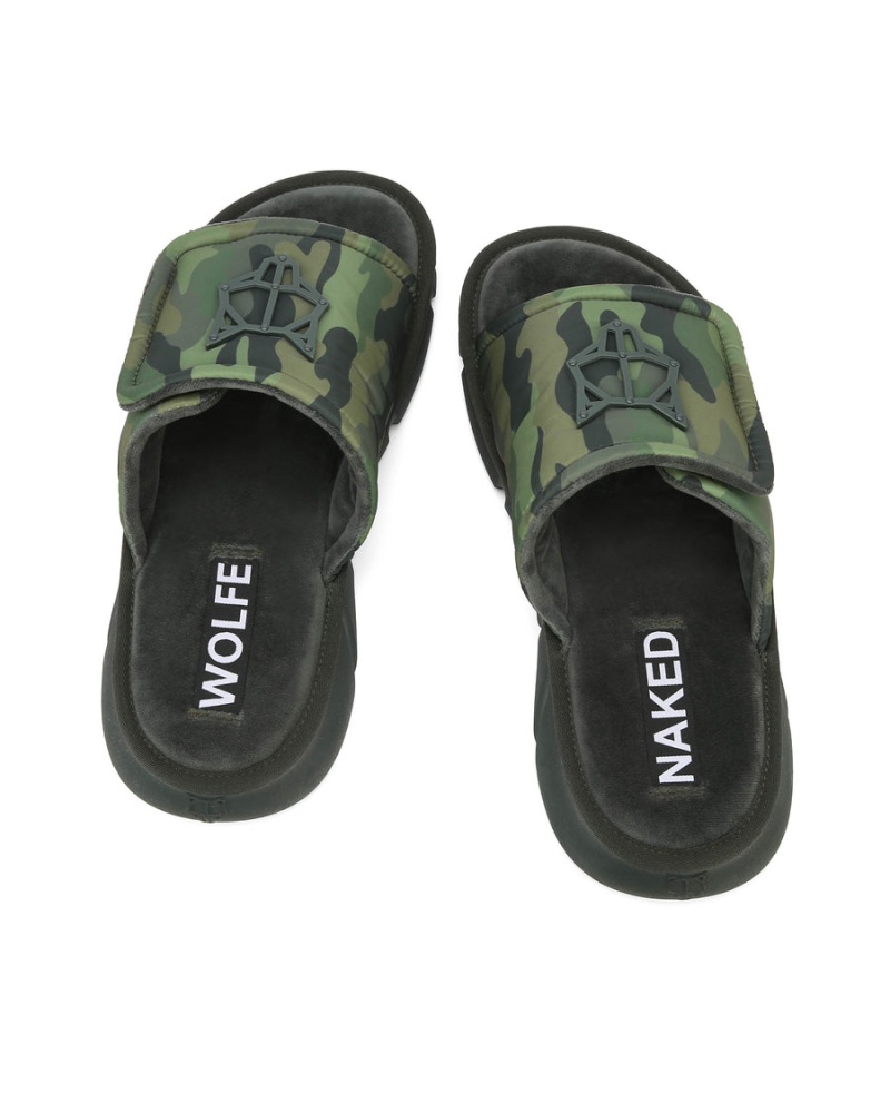 Green Black Naked Wolfe Alaska Men's Slides | ZEF2921JO