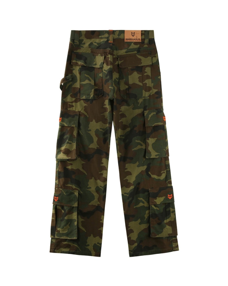 Green Black Naked Wolfe Baggy Pocket Cargo Men's Pants | LTS5021FP