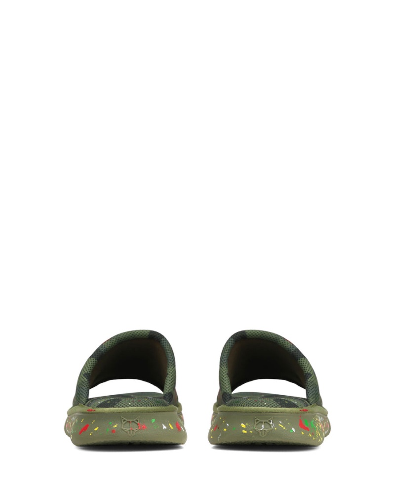 Green Black Naked Wolfe Vegas Mesh Men's Slides | FHU3227CK