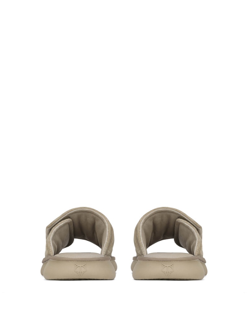 Grey Brown Naked Wolfe Alaska Suede Men's Slides | FLF8276NV