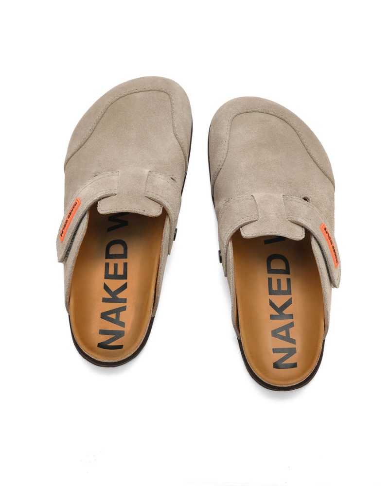 Grey Brown Naked Wolfe Melt Suede Men's Slippers | NEV225NK