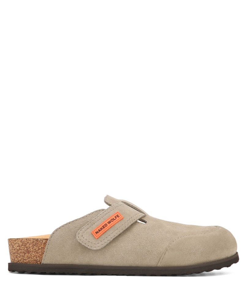 Grey Brown Naked Wolfe Melt Suede Men\'s Slippers | NEV225NK