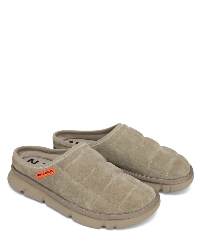 Grey Brown Naked Wolfe Montana Men's Slippers | SCT9686ES