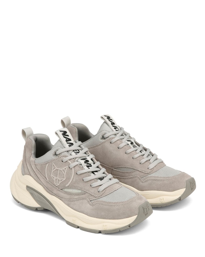 Grey Naked Wolfe Fox Suede Men's Sneakers | QUS4741RG