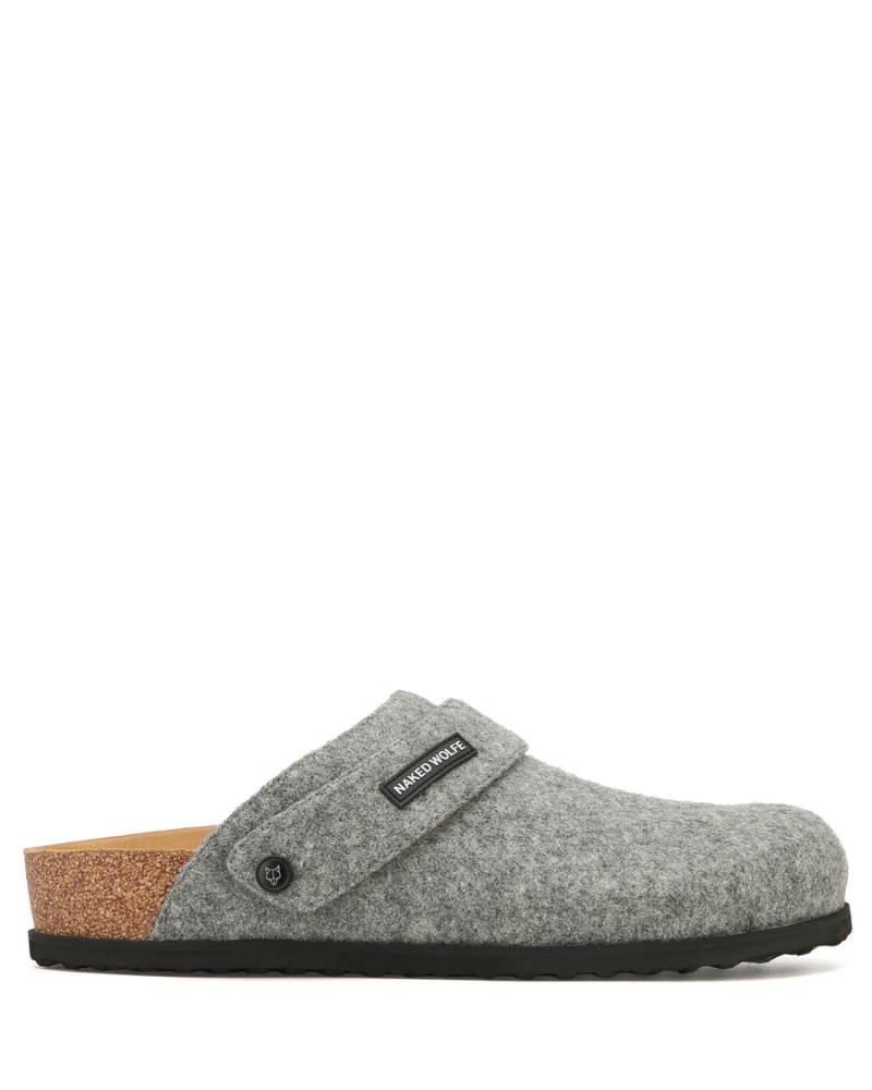 Grey Naked Wolfe Malta Felt Men\'s Slippers | GOD4944HL