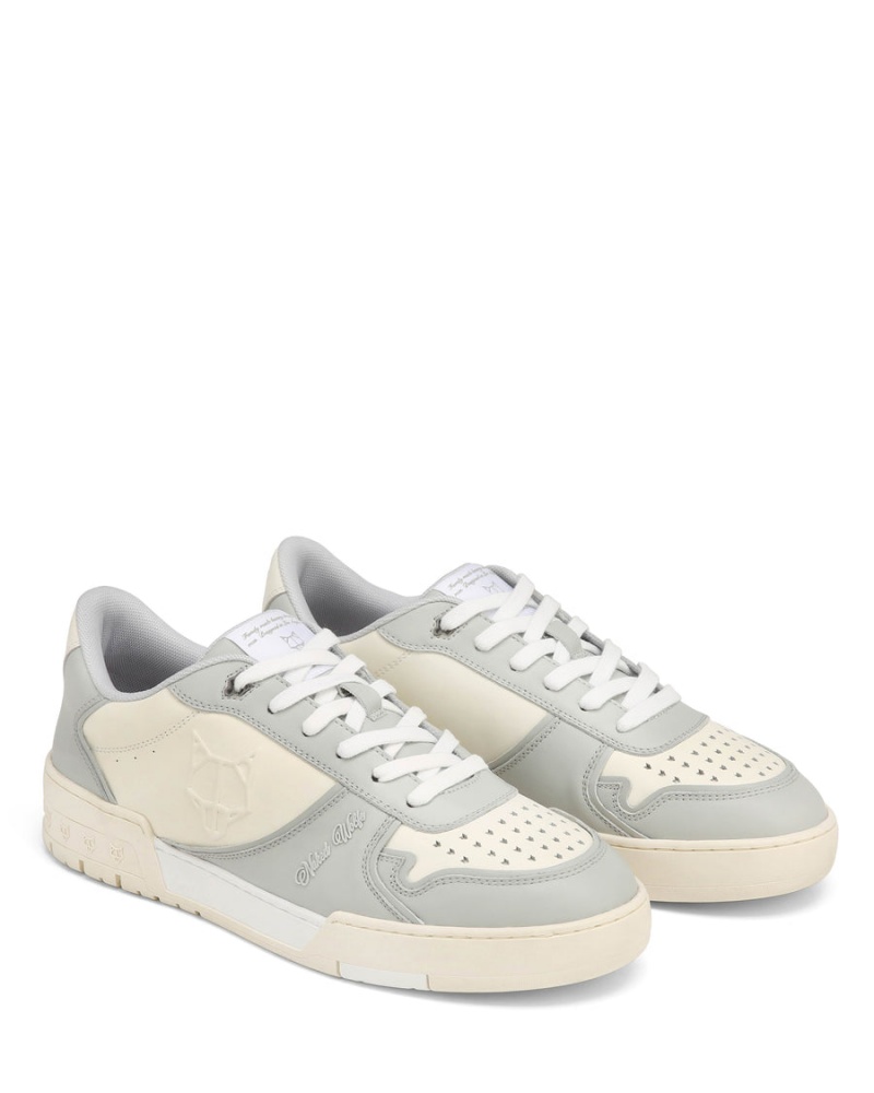 Grey White Naked Wolfe Transmission Leather Men's Sneakers | WFL9954BF