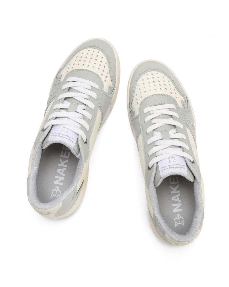 Grey White Naked Wolfe Transmission Leather Men's Sneakers | WFL9954BF