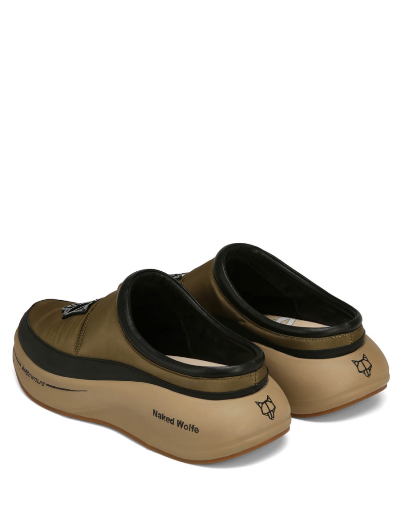 Khaki Black Naked Wolfe Tide Men's Slippers | DJI8334LL