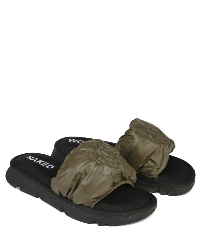 Khaki Naked Wolfe Coasting Men's Slides | OZL2755WF