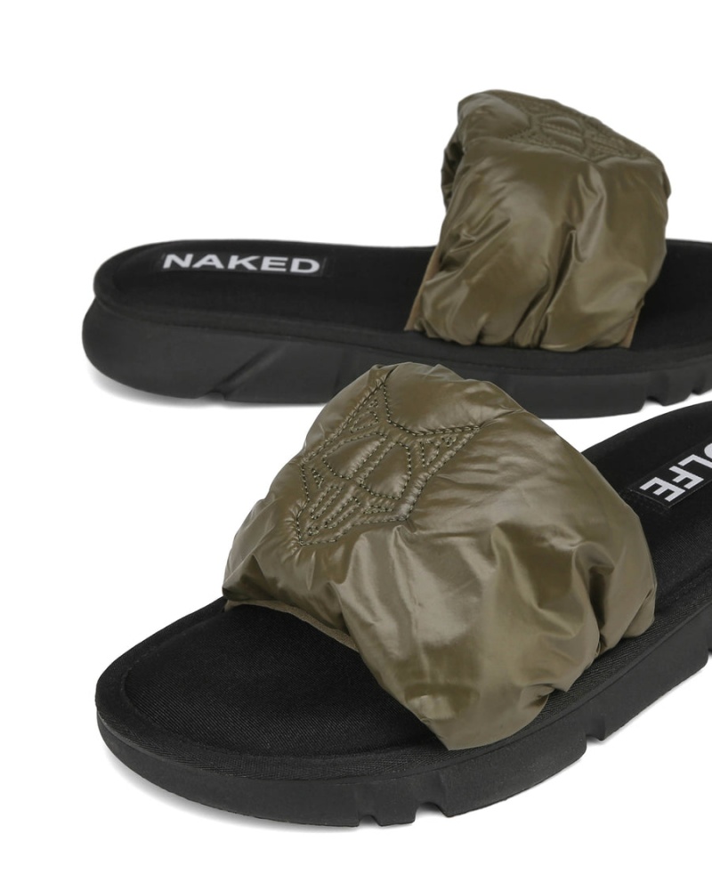 Khaki Naked Wolfe Coasting Men's Slides | OZL2755WF