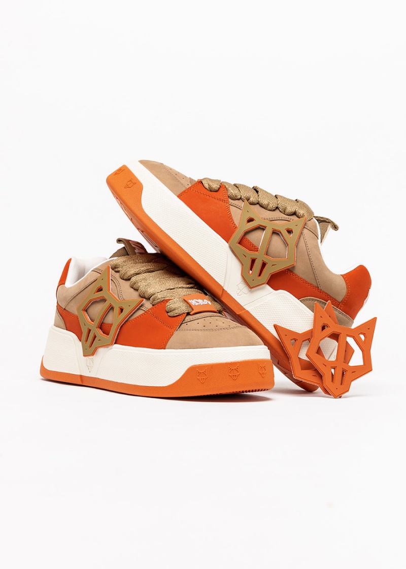 Khaki Orange White Naked Wolfe Kosa Men's Sneakers | TCG9084TD