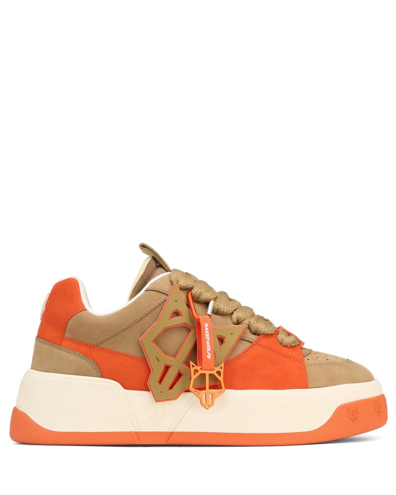 Khaki Orange White Naked Wolfe Kosa Men's Sneakers | TCG9084TD