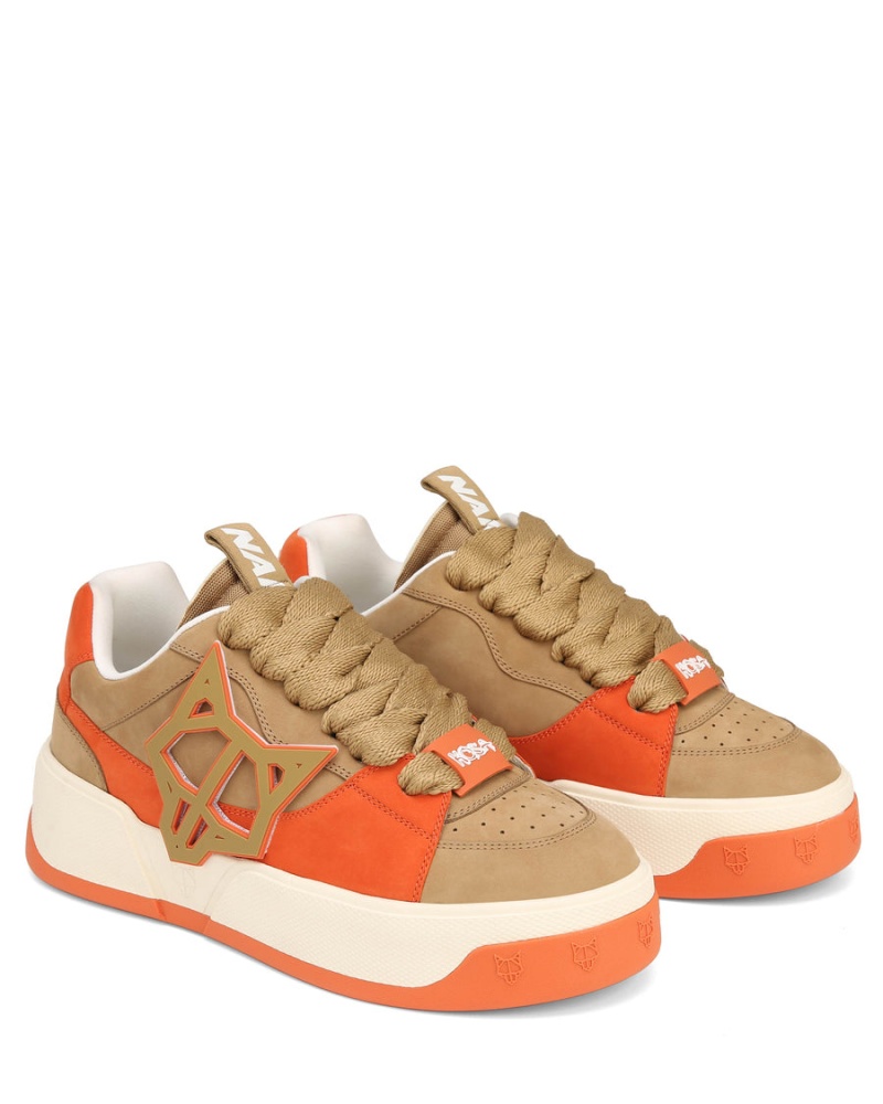 Khaki Orange White Naked Wolfe Kosa Men's Sneakers | TCG9084TD