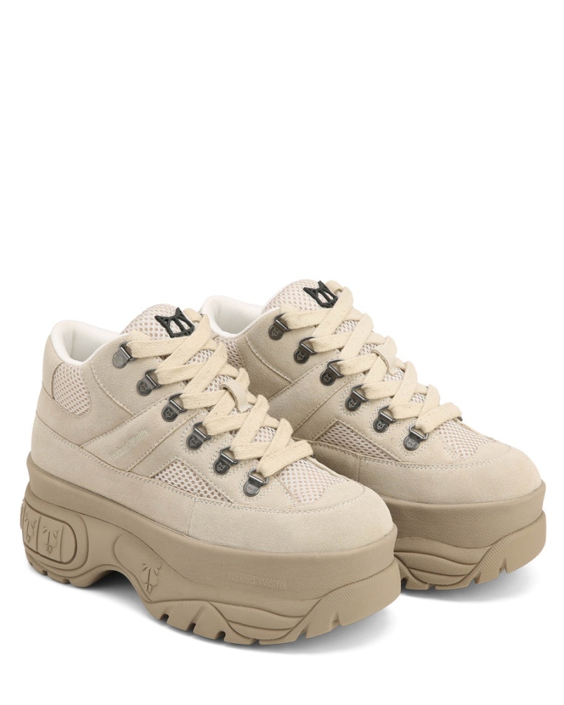 Light Khaki Naked Wolfe Slash Kid Suede Women's Sneakers | SDP4118NM