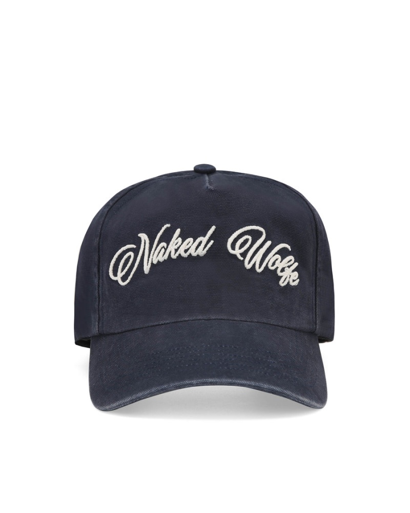 Navy Naked Wolfe Signature Unconstructed Washed Women\'s Caps | MTV6476IH