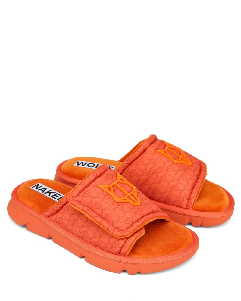 Orange Naked Wolfe Alaska Men's Slides | UAA8092UW