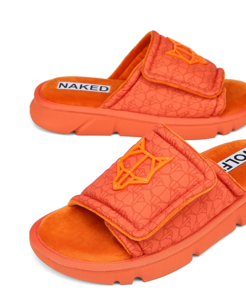 Orange Naked Wolfe Alaska Men's Slides | UAA8092UW