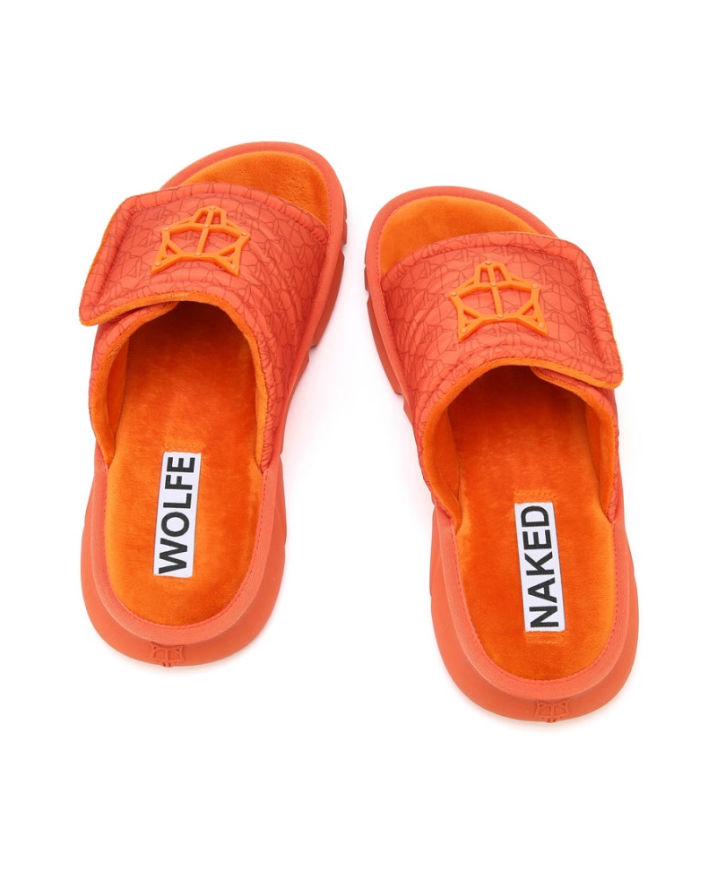 Orange Naked Wolfe Alaska Men's Slides | UAA8092UW