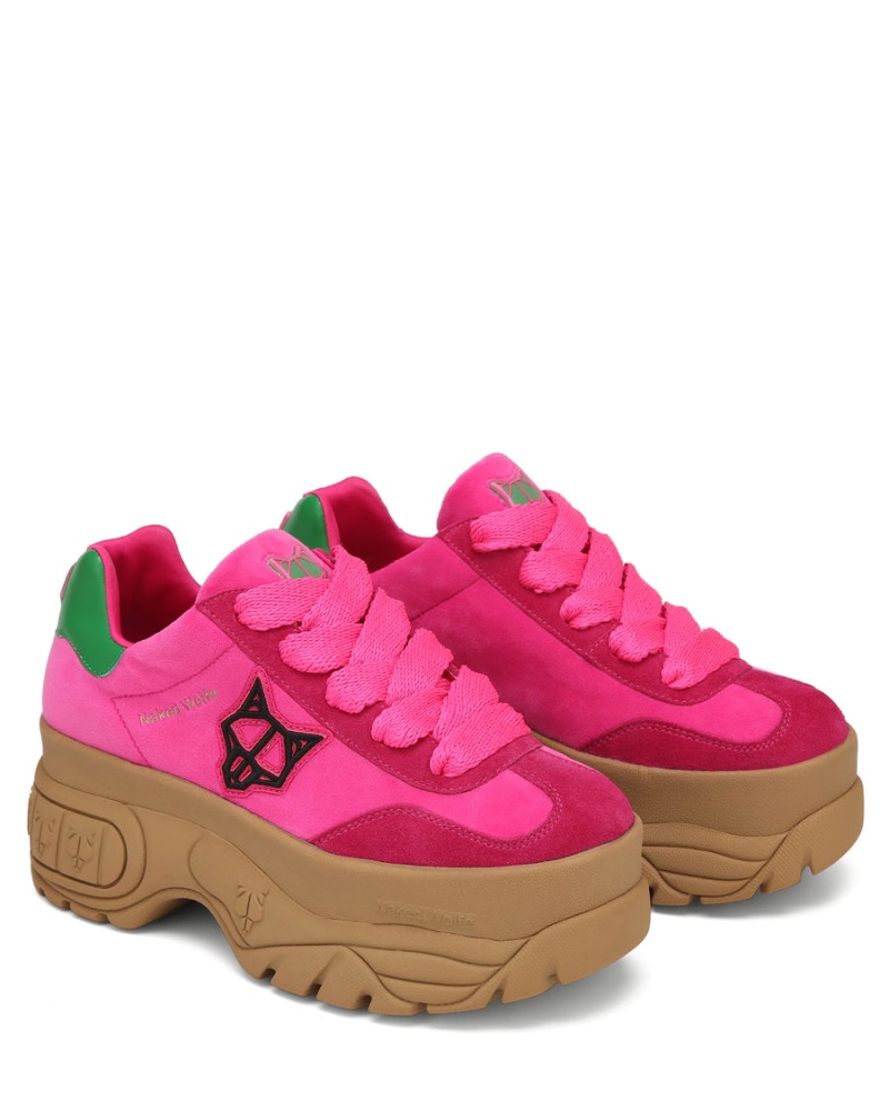 Pink Green Naked Wolfe Warrior Velvet Women's Sneakers | UUM7538GU