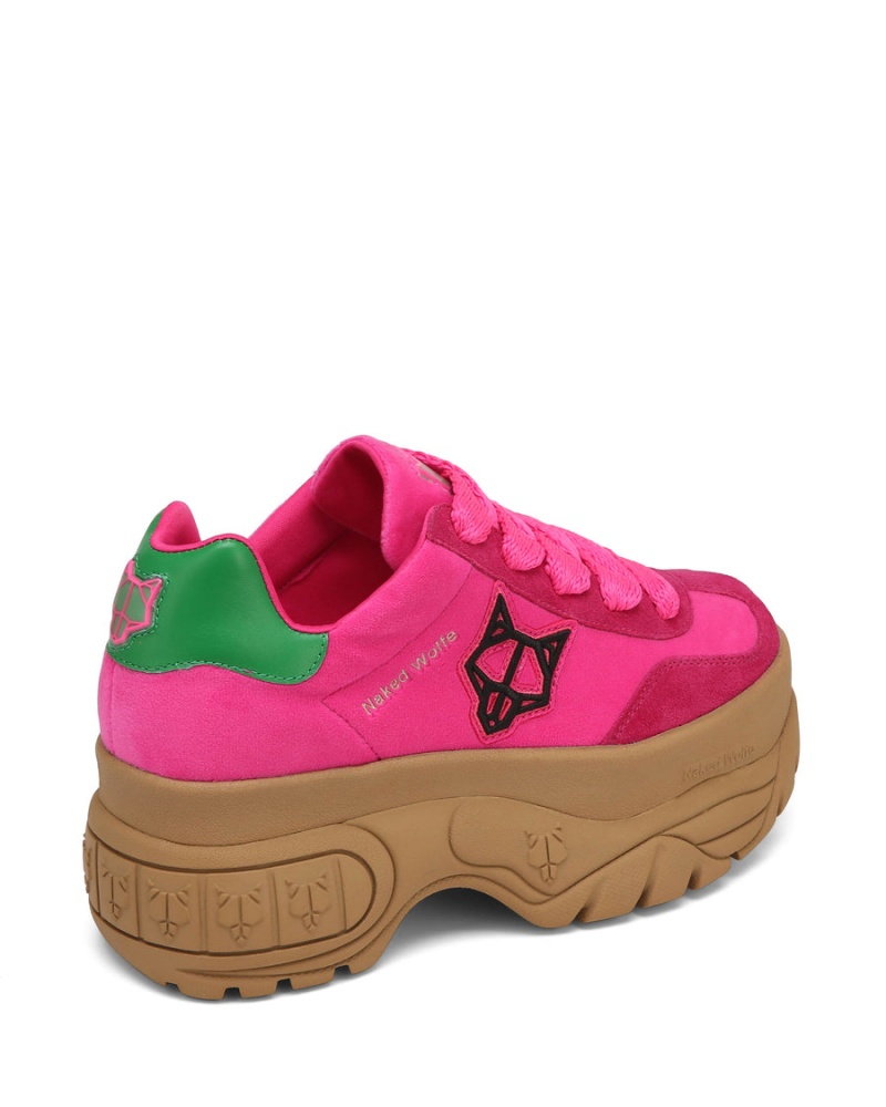 Pink Green Naked Wolfe Warrior Velvet Women's Sneakers | UUM7538GU