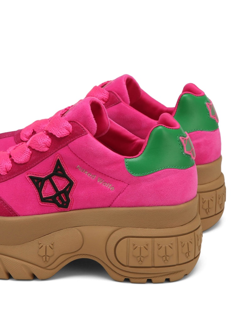 Pink Green Naked Wolfe Warrior Velvet Women's Sneakers | UUM7538GU