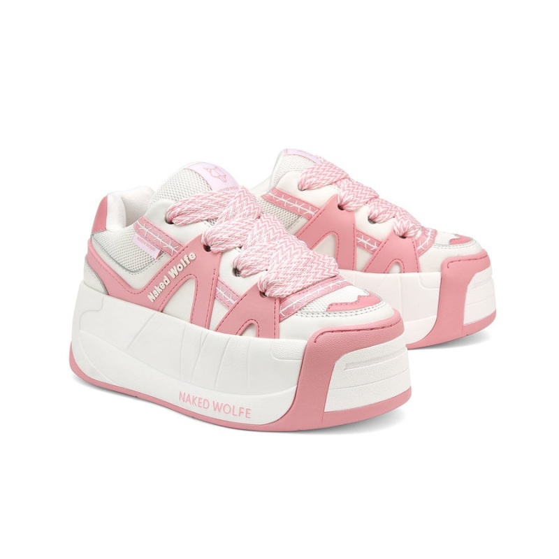 Pink White Naked Wolfe Slider Baby Women's Sneakers | JLX5943EA