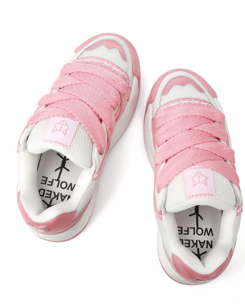 Pink White Naked Wolfe Slider Baby Women's Sneakers | JLX5943EA