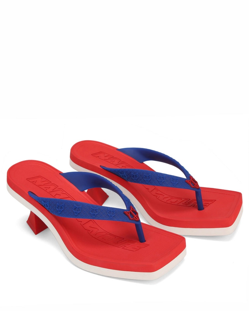 Red Blue Naked Wolfe Foxy Women's Heels Sandals | UCE4871CV