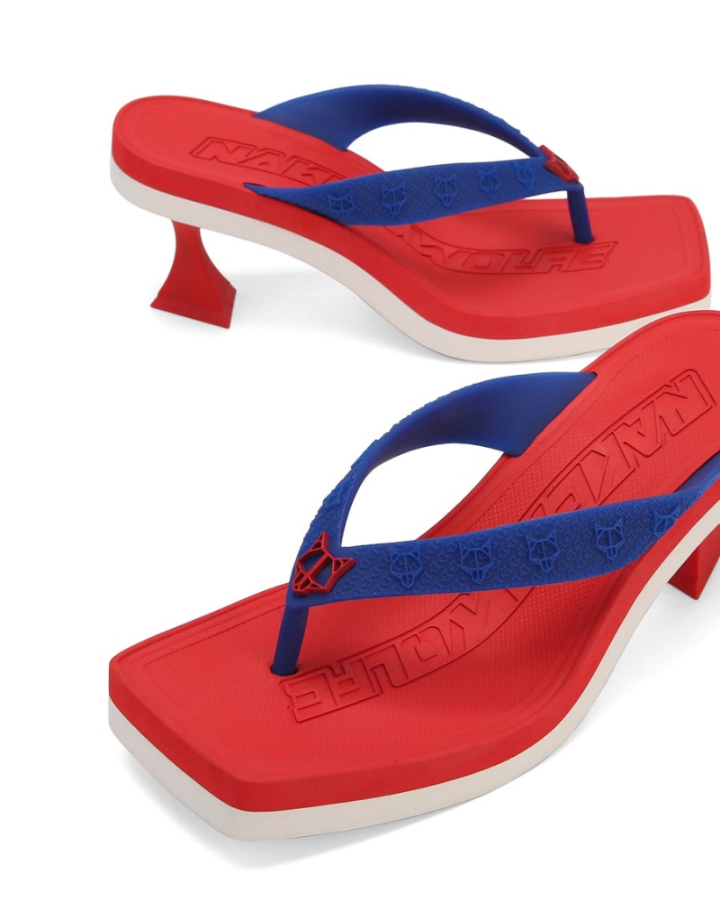 Red Blue Naked Wolfe Foxy Women's Heels Sandals | UCE4871CV