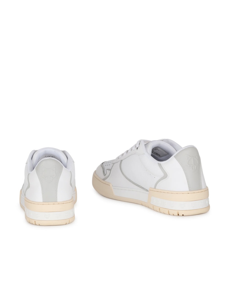 White Grey Naked Wolfe Transmission Leather Men's Sneakers | GXW1472VR