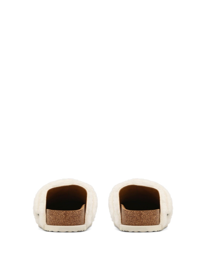 White Khaki Naked Wolfe Malta Shearling Men's Slippers | AZQ533UF