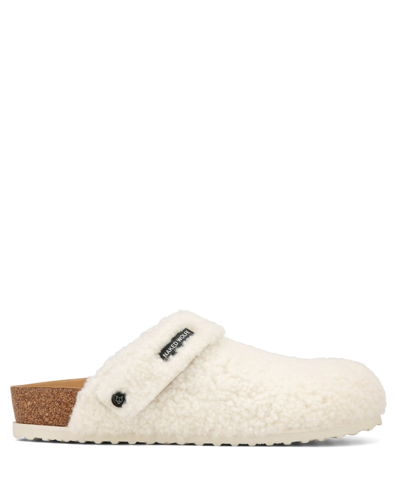 White Khaki Naked Wolfe Malta Shearling Men\'s Slippers | AZQ533UF