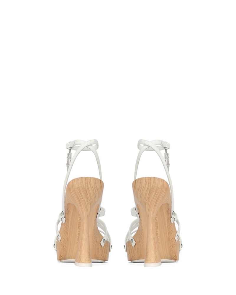 White Naked Wolfe Sofia Leather Women's Heels Sandals | EBC9754KC