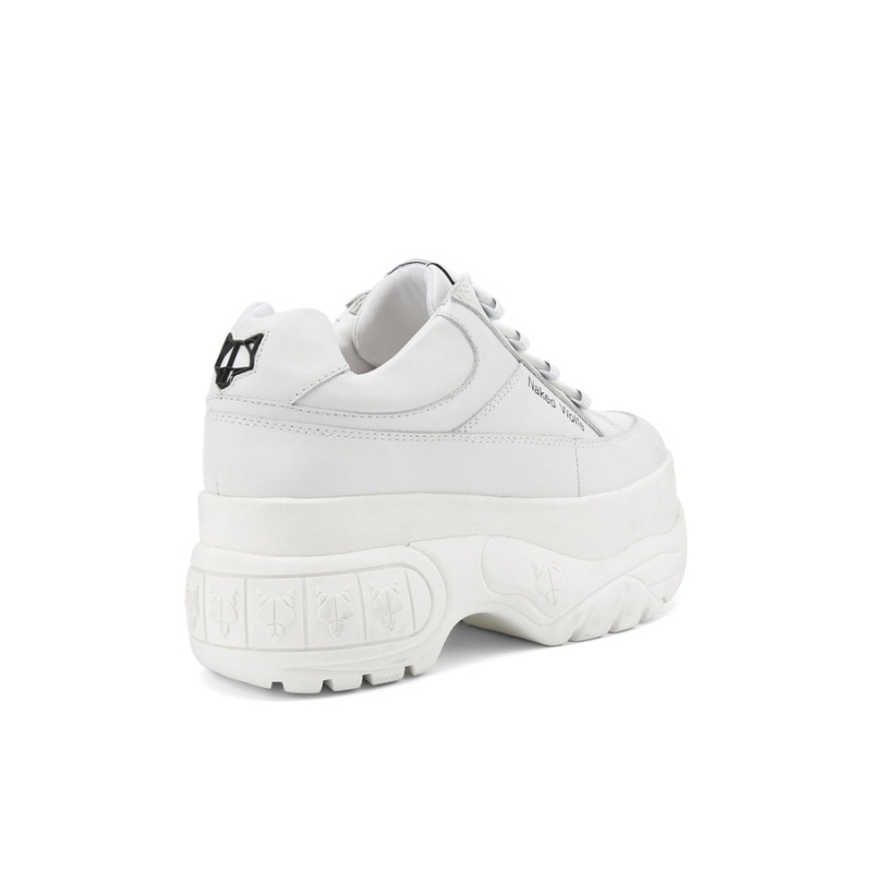 White Naked Wolfe Sporty Leather Women's Sneakers | WDS3155OD