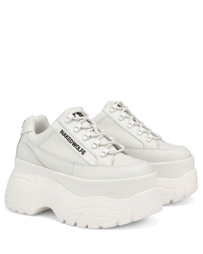 White Naked Wolfe Sprinter Leather Women's Sneakers | AGB1980KJ