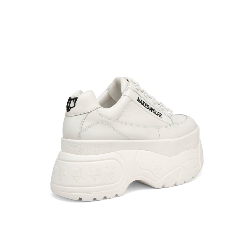 White Naked Wolfe Sprinter Leather Women's Sneakers | AGB1980KJ