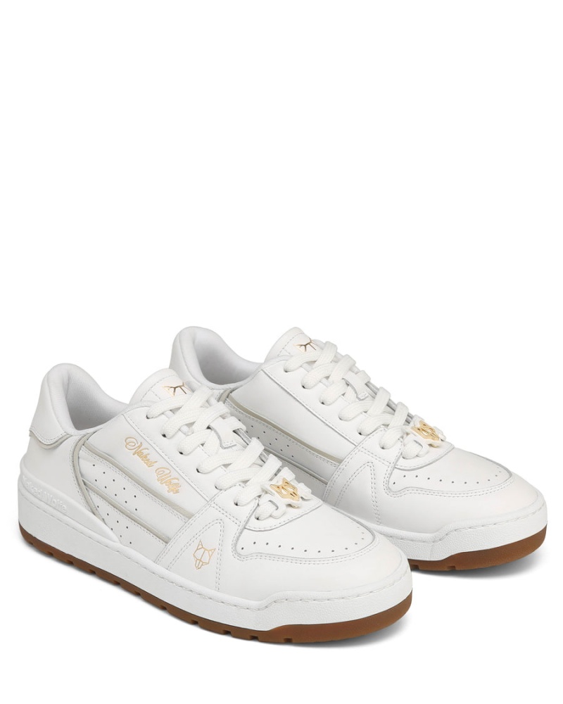 White Naked Wolfe Strand Leather Women's Sneakers | AHS1854IZ