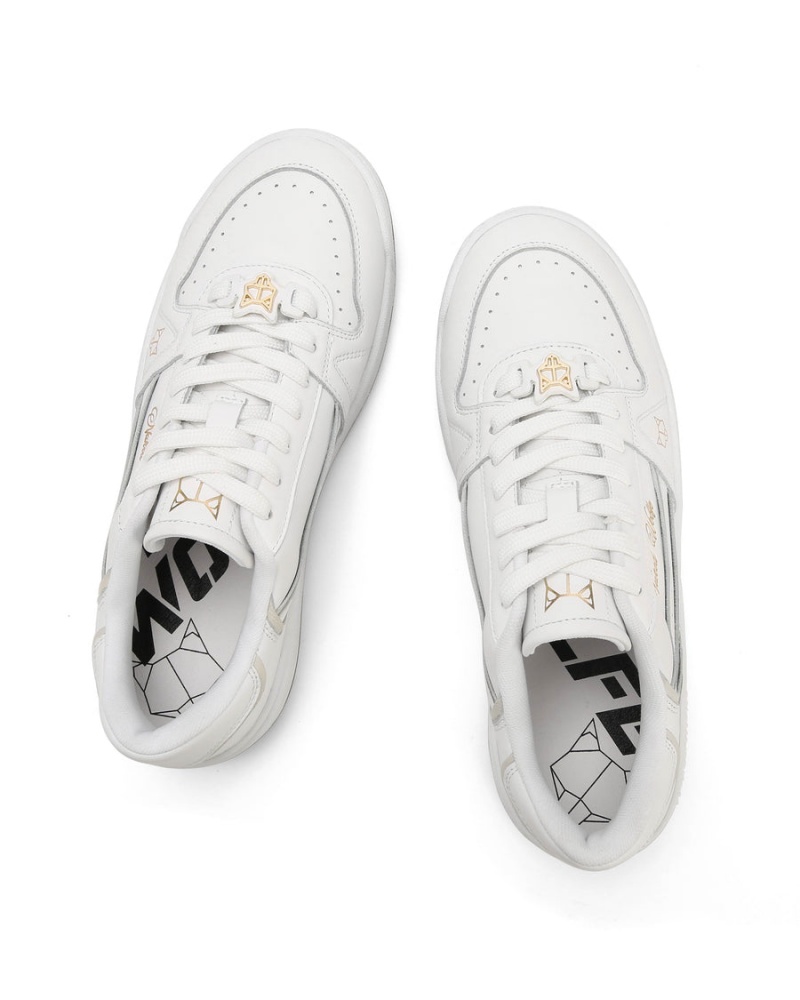 White Naked Wolfe Strand Leather Women's Sneakers | AHS1854IZ