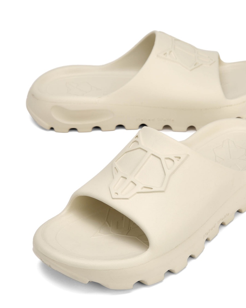 White Naked Wolfe Tommy Men's Slides | ZEE513MD