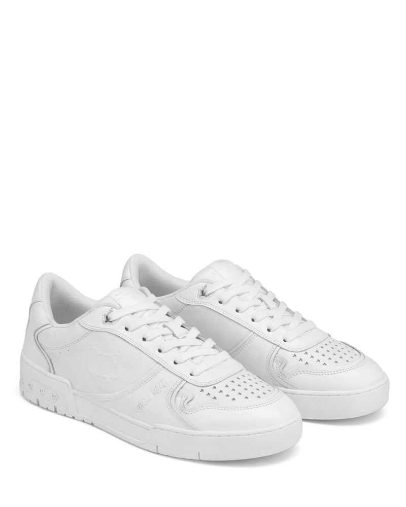 White Naked Wolfe Transmission Leather Men's Sneakers | HZI1396BA