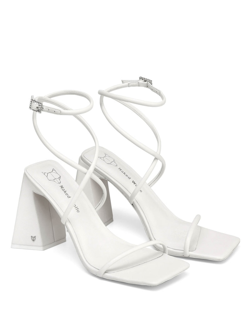 White Naked Wolfe Vergie Leather Women's Heels Sandals | UJH7347PC